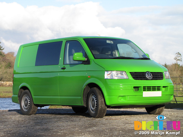 SX11156 Green Mean Camping Machine VW T5 campervan at Ogmore Castle